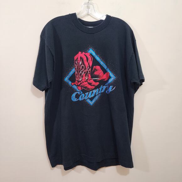 Fruit of the Loom Vintage single stitch sparkly Country graphic woman's size XL - Picture 1 of 10